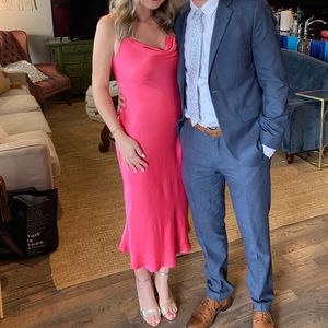 Sz M Pink silk Zara midi dress